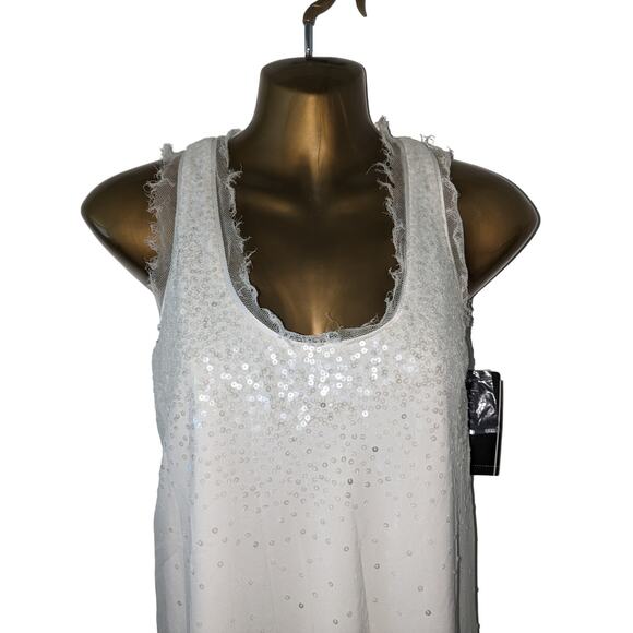 NWT Sz P Nicole Miller Collection Cream and Sequin Silk Dress - Picture 8 of 8